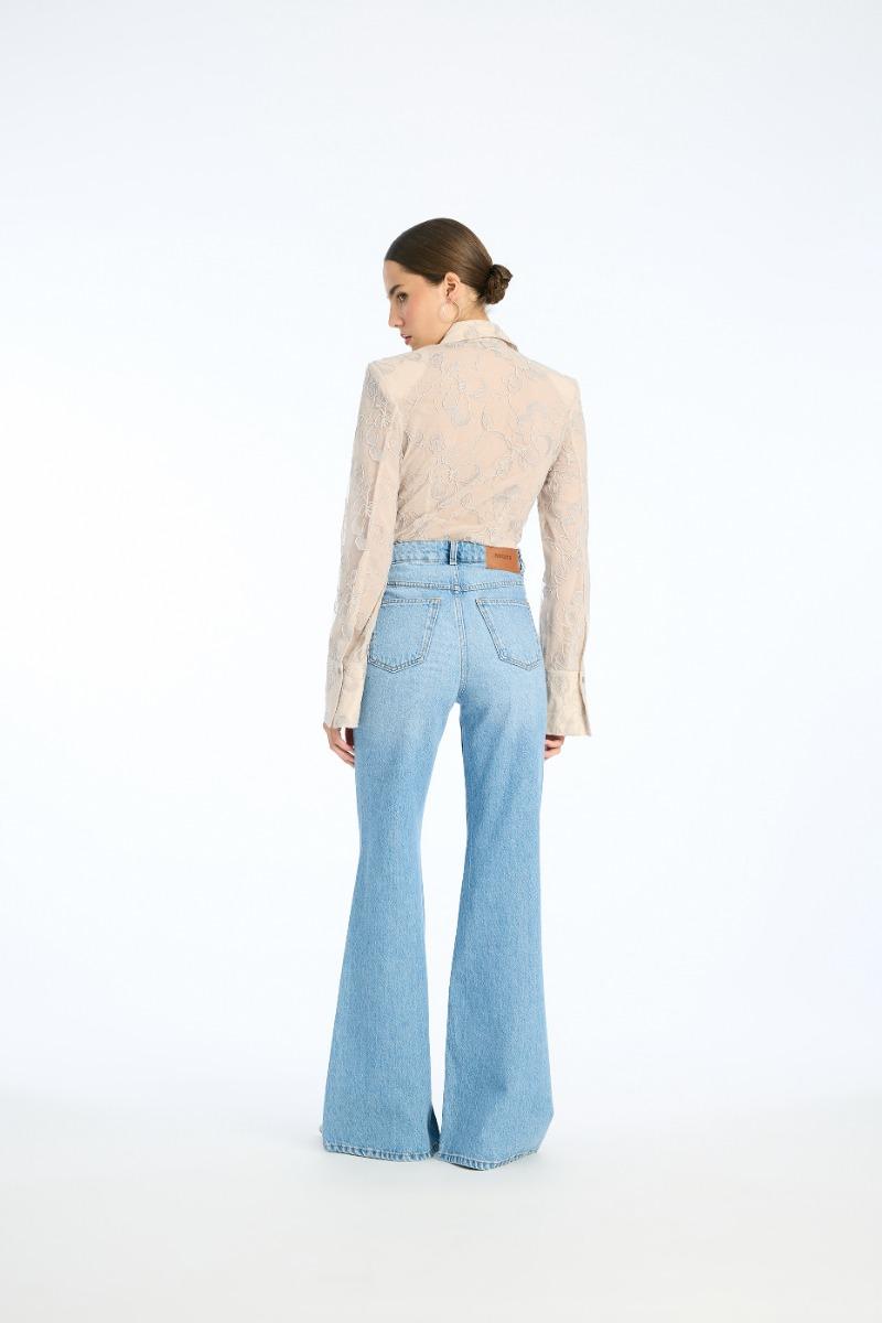 Rotate Birger Christensen Flared Highwaisted Jeans Blue