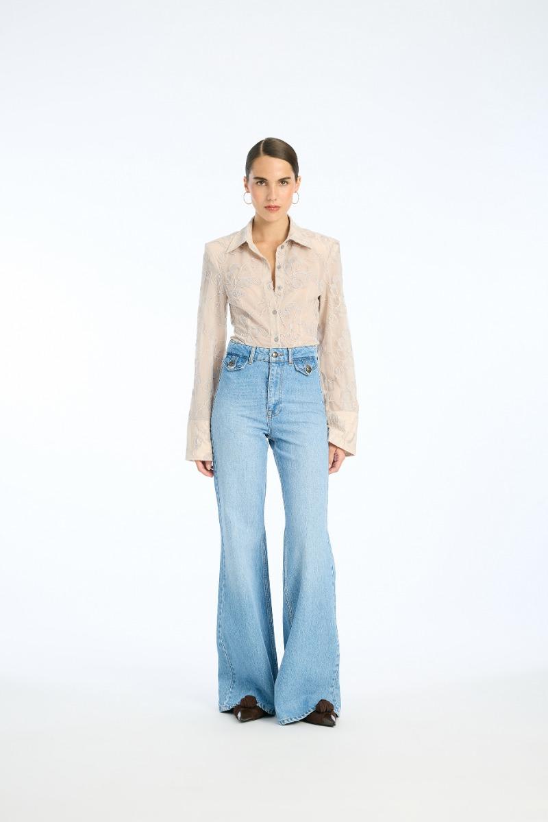 rotate birger christensen Flared Highwaisted Jeans Blue