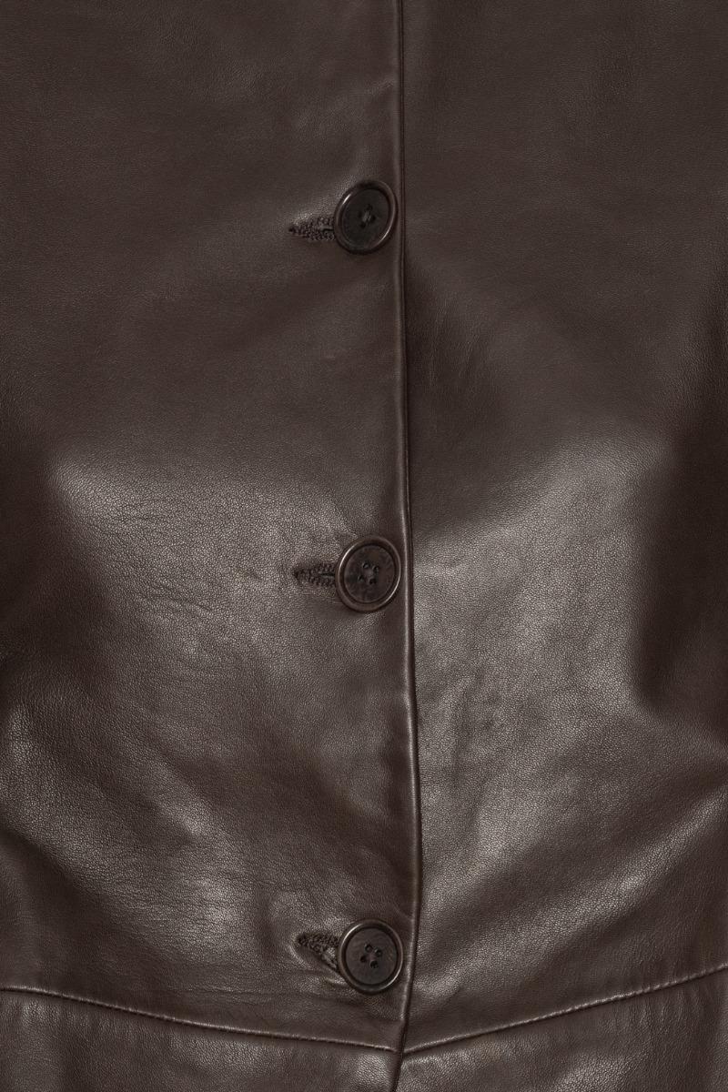 Rotate Birger Christensen Flared Leather Jacket Dark Brown