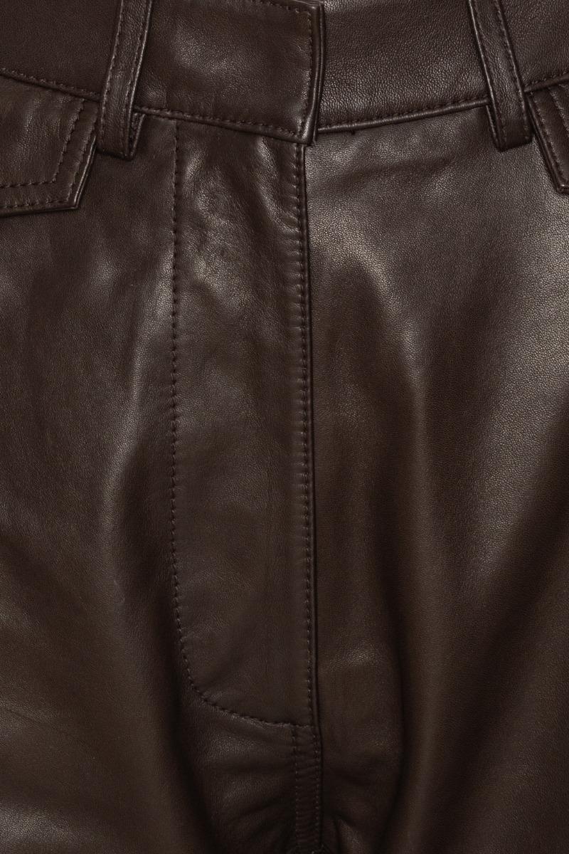 Rotate Birger Christensen Flared Leather Pants Dark Brown