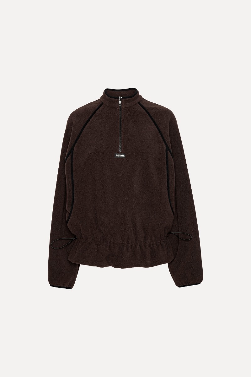 Rotate Birger Christensen Fleece Half Zip Jacket Dark Brown