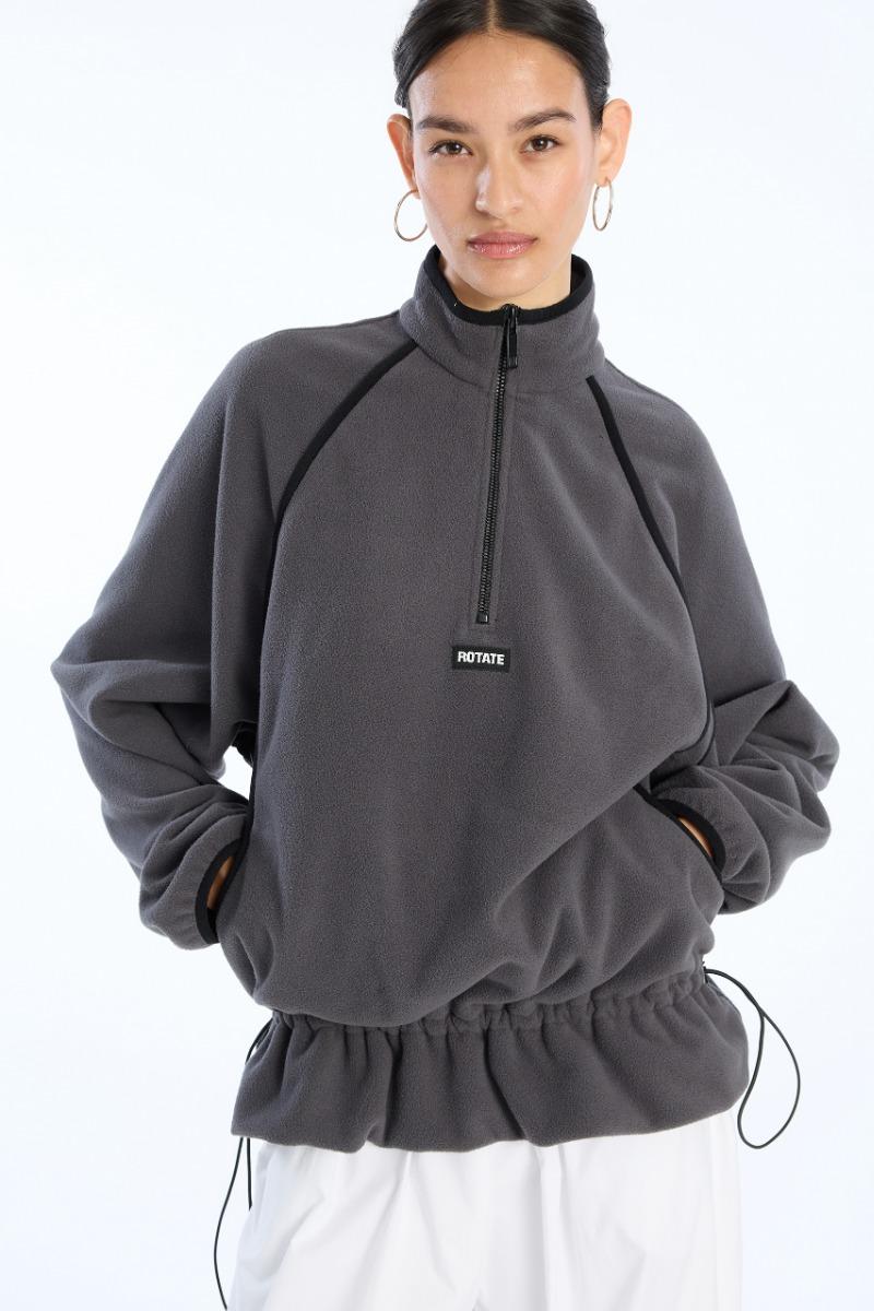 Rotate Birger Christensen Fleece Half Zip Jacket Dark Grey