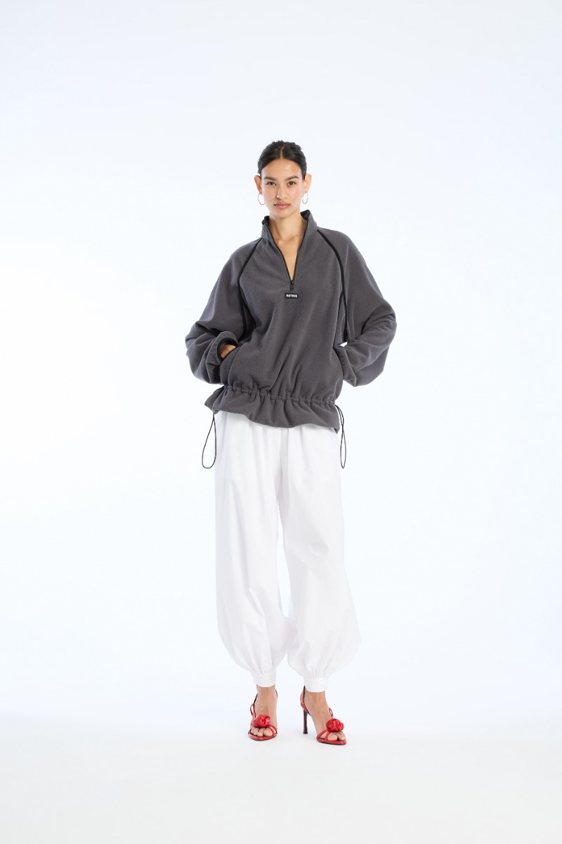 rotate birger christensen Fleece Half Zip Jacket Dark Grey