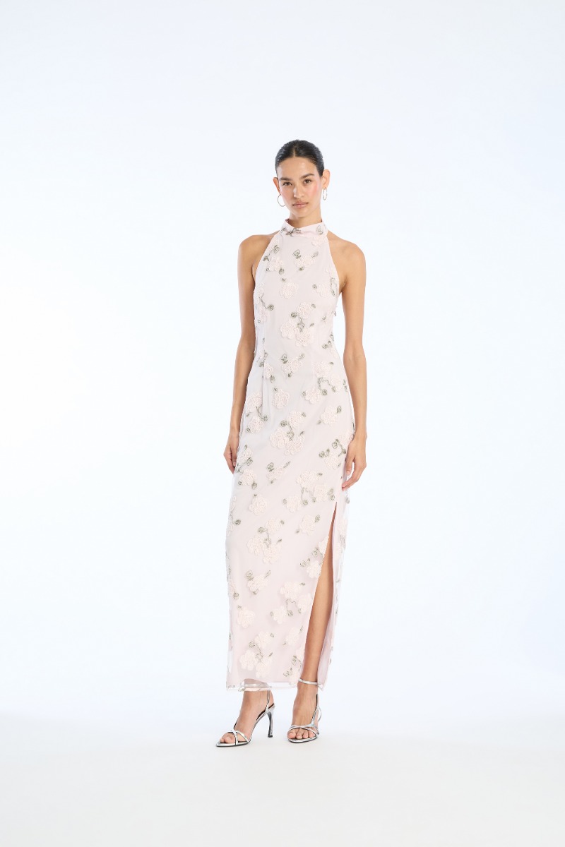 rotate birger christensen Flower Beads Maxi Dress Light Pink