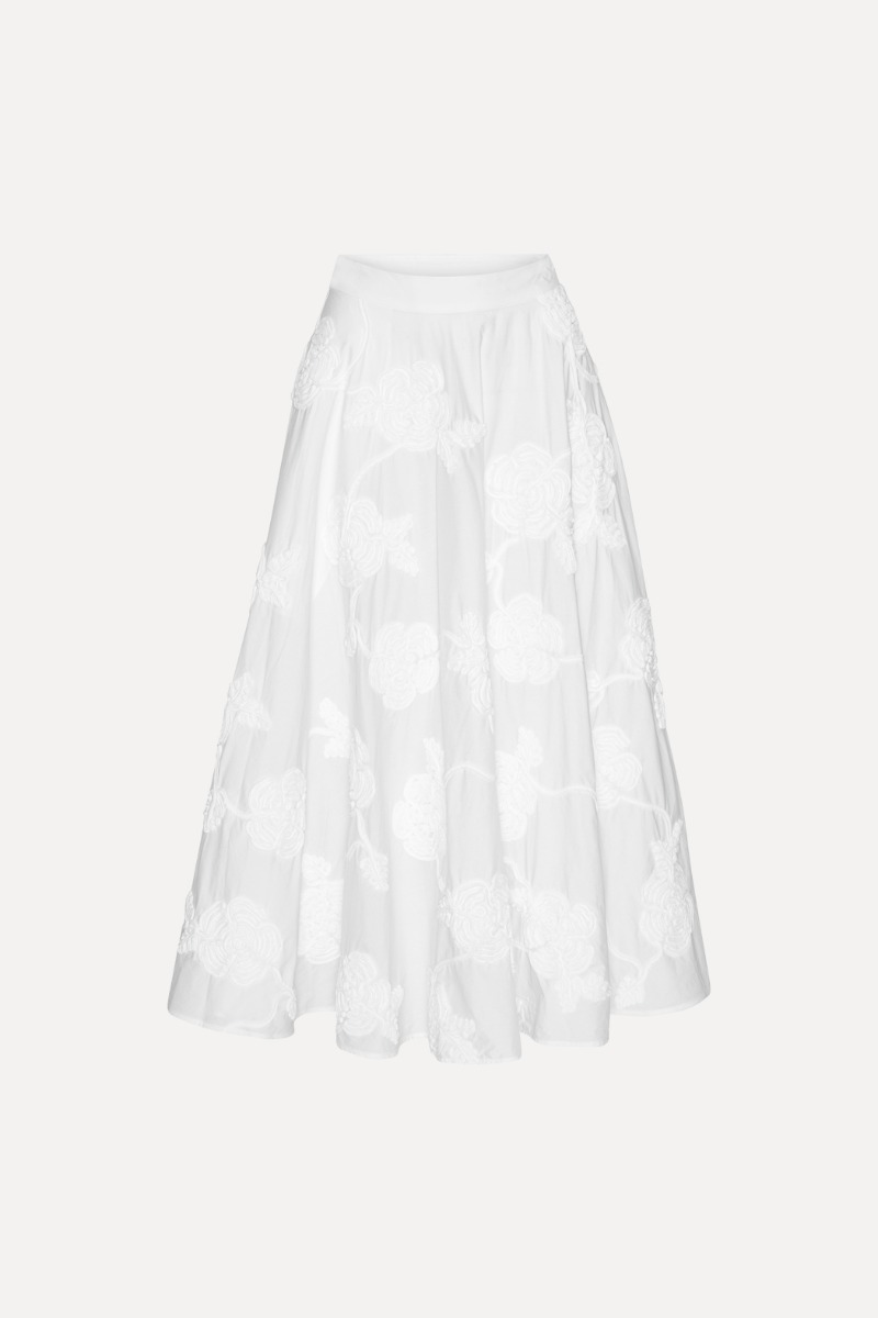 Rotate Birger Christensen Flower Maxi Skirt Bright White