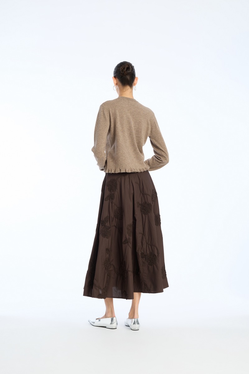Rotate Birger Christensen Flower Maxi Skirt Dark Brown