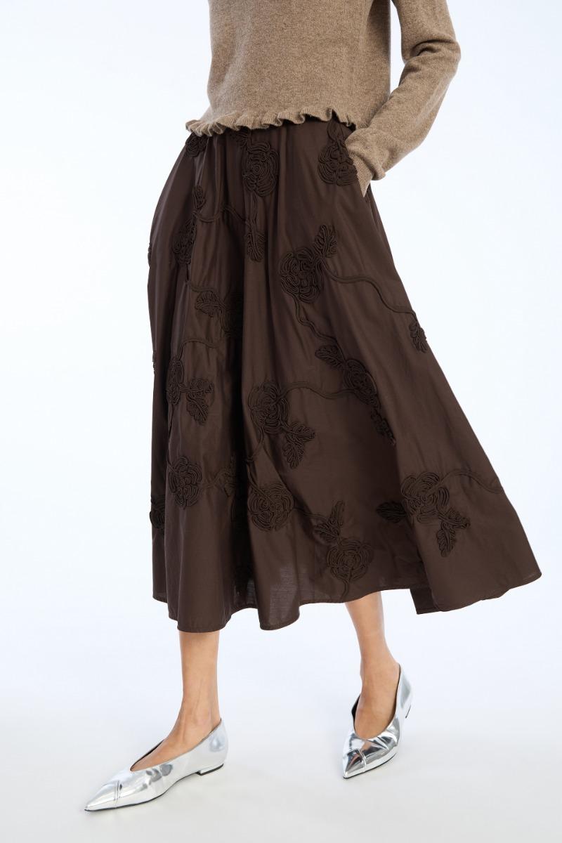 Rotate Birger Christensen Flower Maxi Skirt Dark Brown
