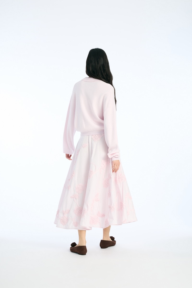 Rotate Birger Christensen Flower Maxi Skirt Light Pink