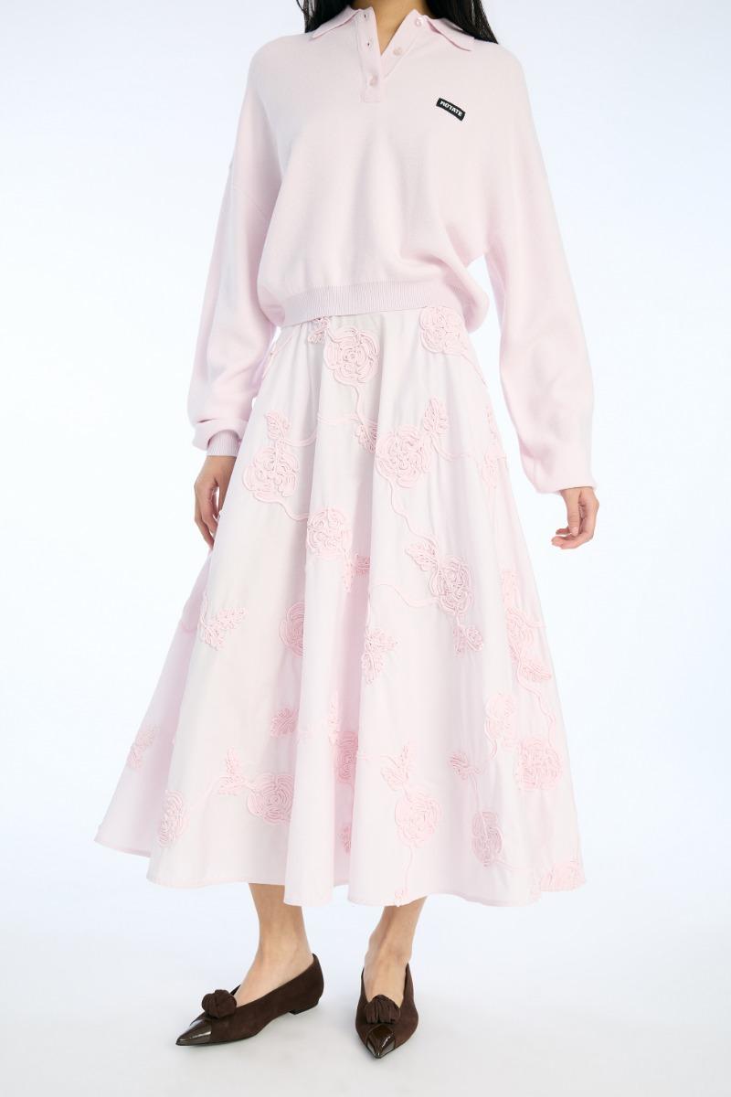 Rotate Birger Christensen Flower Maxi Skirt Light Pink