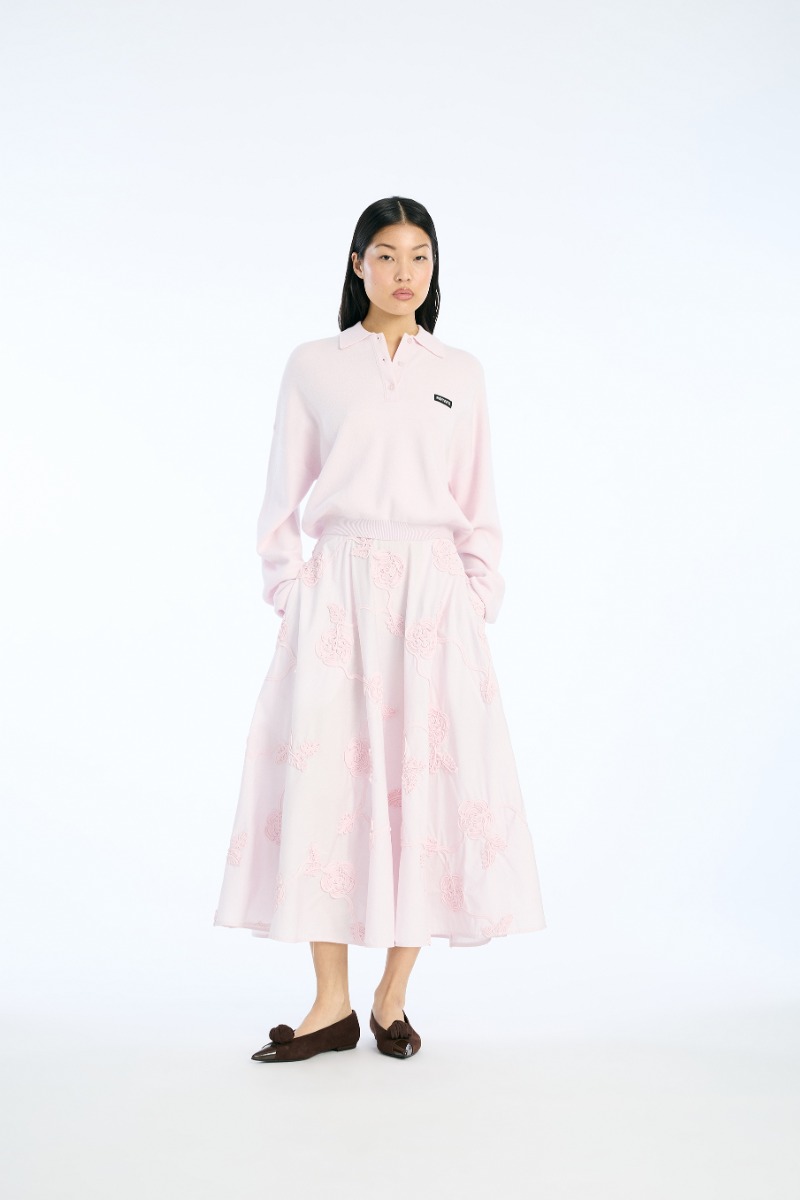 rotate birger christensen Flower Maxi Skirt Light Pink