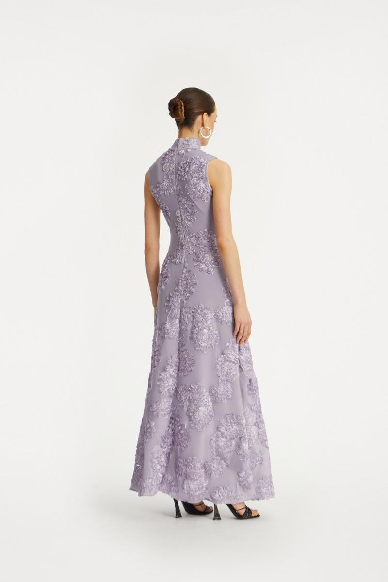 Rotate Birger Christensen Flower Mesh Maxi Dress Purple