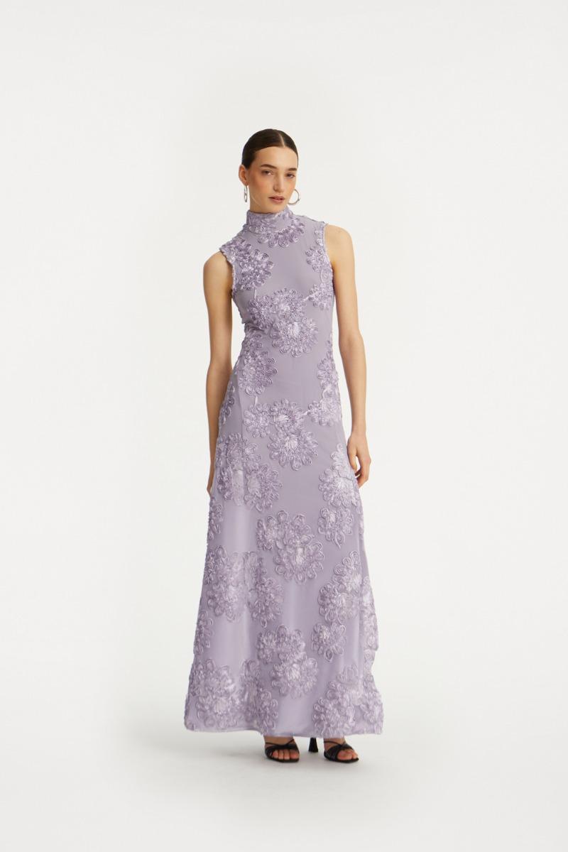 rotate birger christensen Flower Mesh Maxi Dress Purple