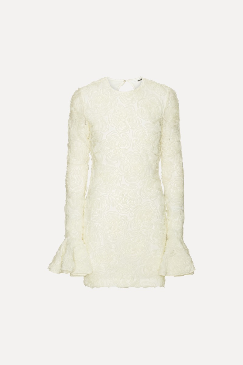 Rotate Birger Christensen Flower Mesh Mini Dress Creme White