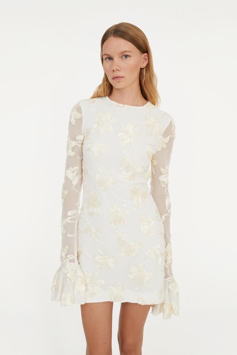 Rotate Birger Christensen Flower Mesh Mini Dress White