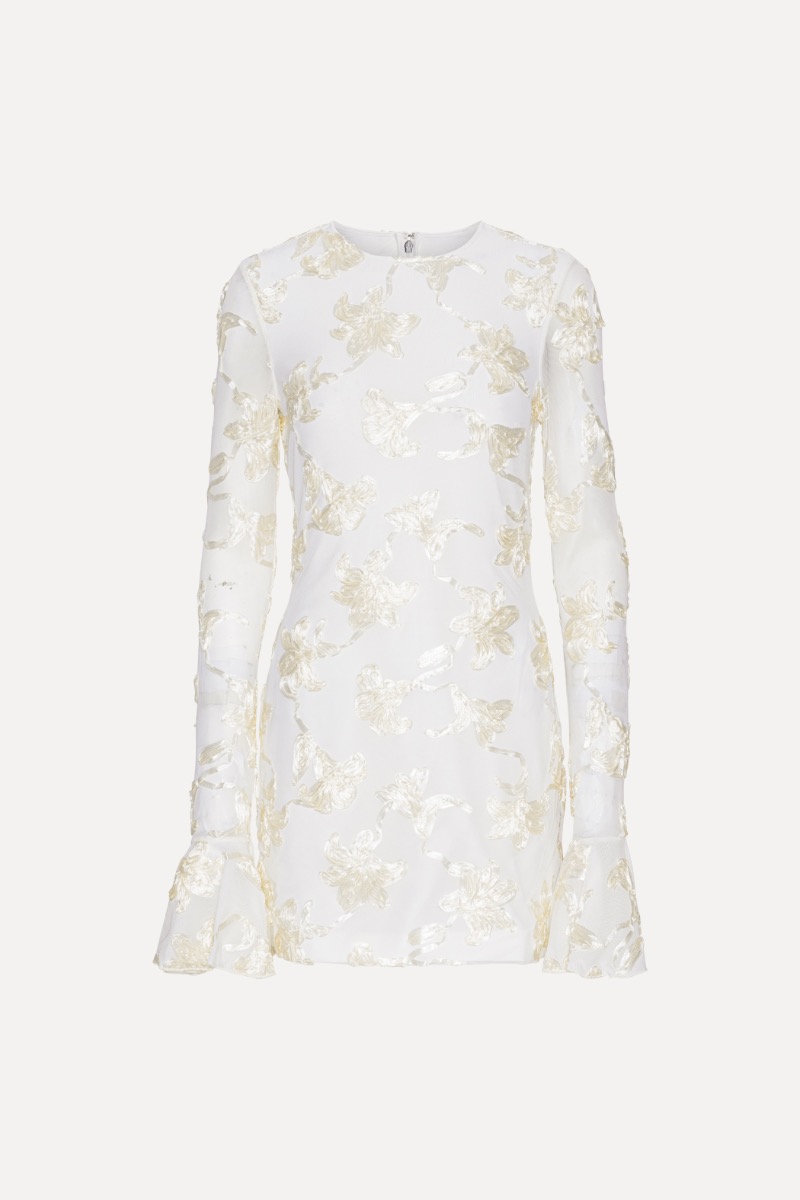 Rotate Birger Christensen Flower Mesh Mini Dress White