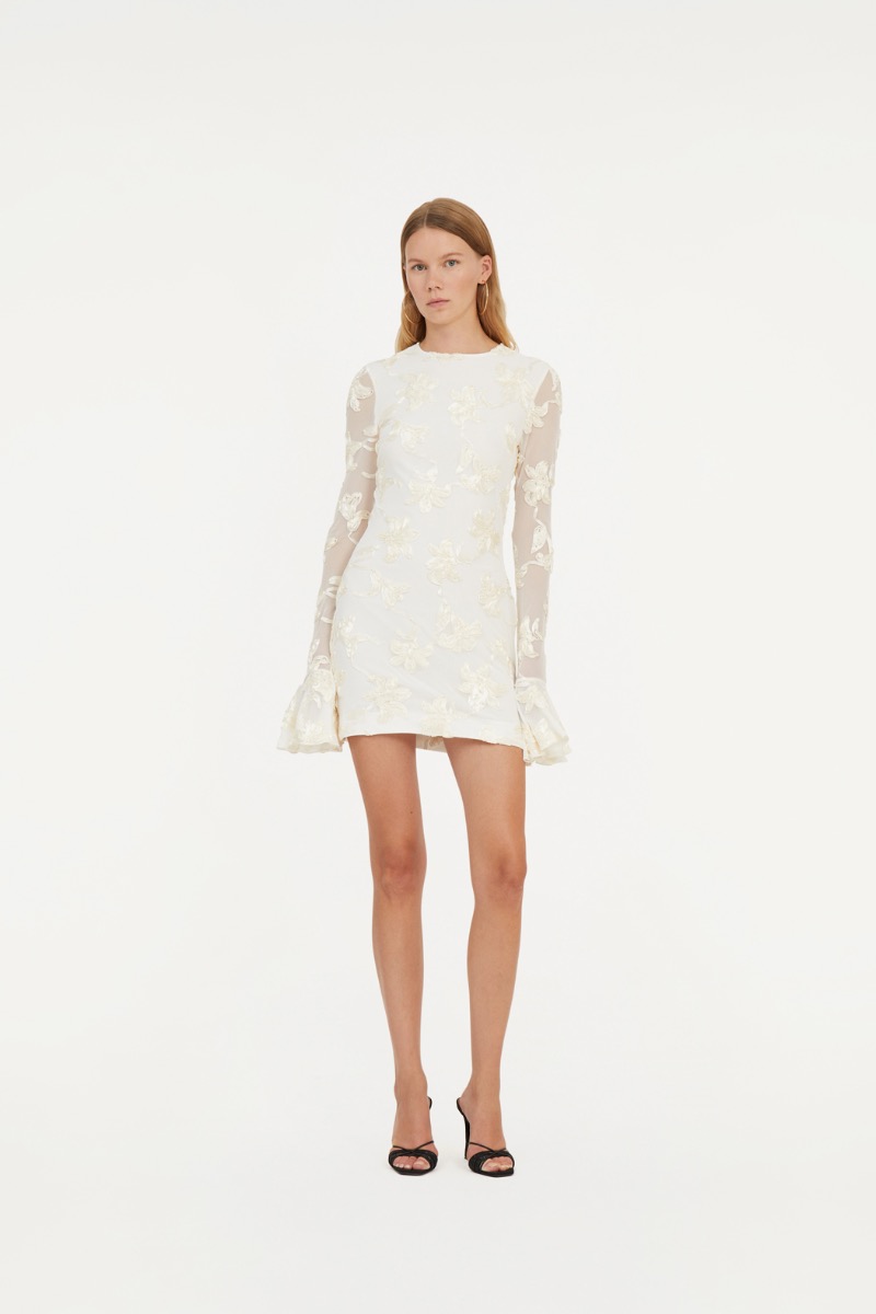 rotate birger christensen Flower Mesh Mini Dress White