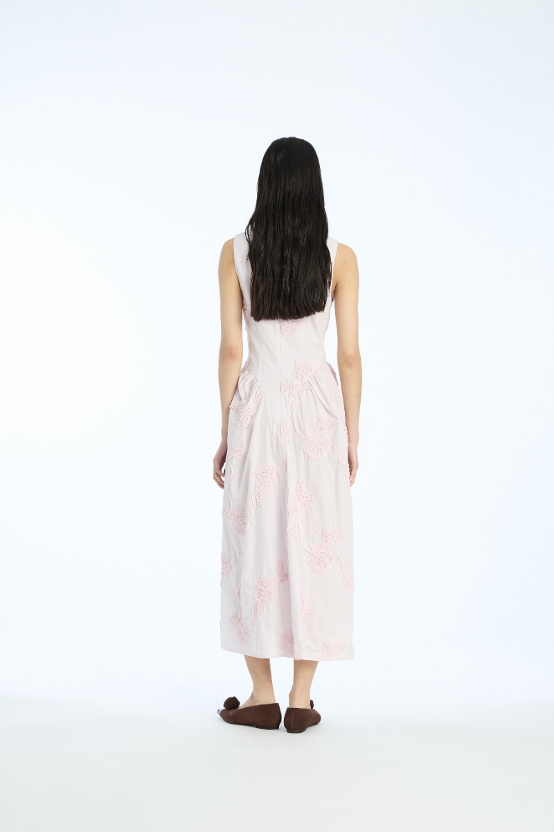 Rotate Birger Christensen Flower Midi Dress Light Pink