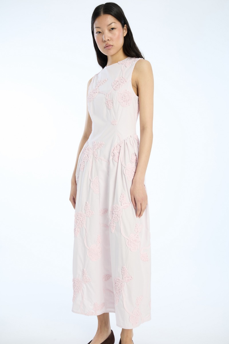 Rotate Birger Christensen Flower Midi Dress Light Pink