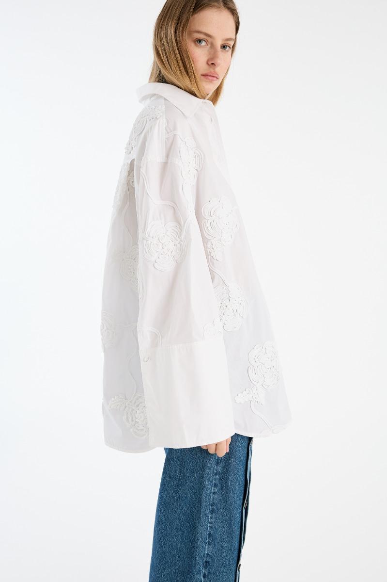 Rotate Birger Christensen Flower Oversized Shirt Bright White