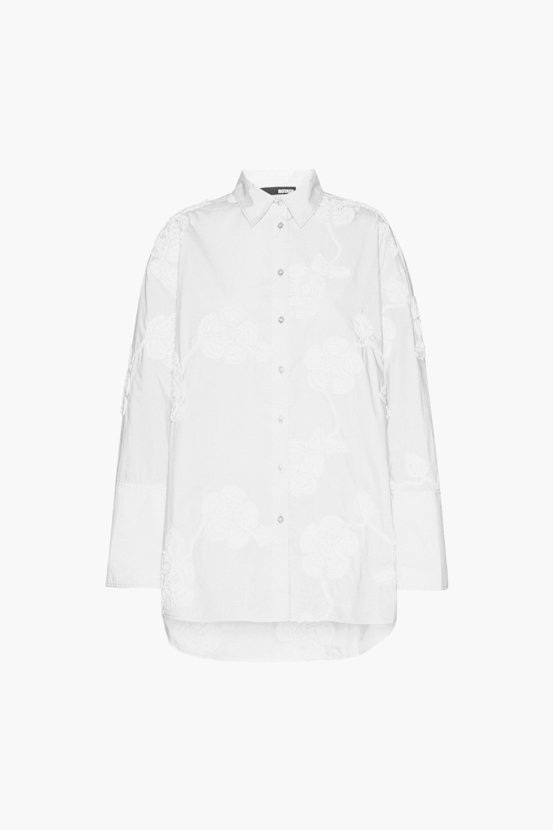 Rotate Birger Christensen Flower Oversized Shirt Bright White