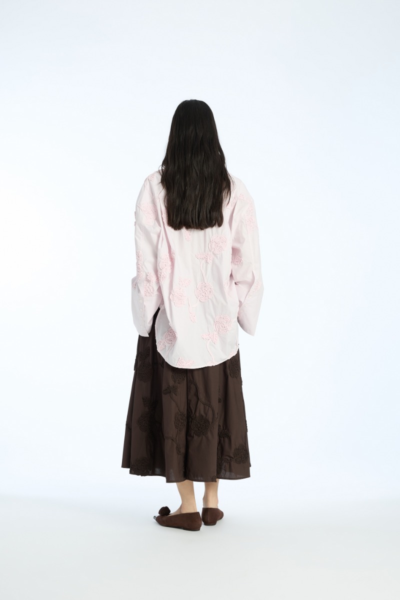 Rotate Birger Christensen Flower Oversized Shirt Light Pink