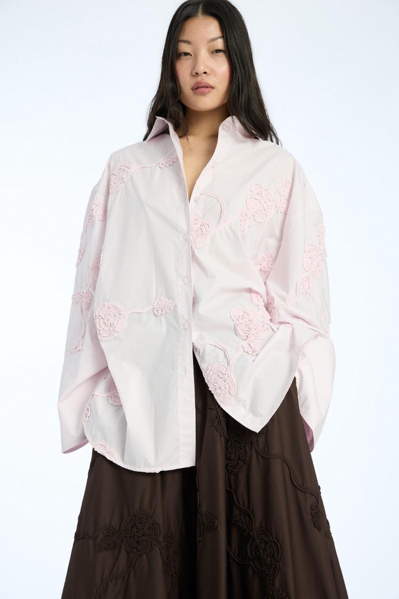 Rotate Birger Christensen Flower Oversized Shirt Light Pink