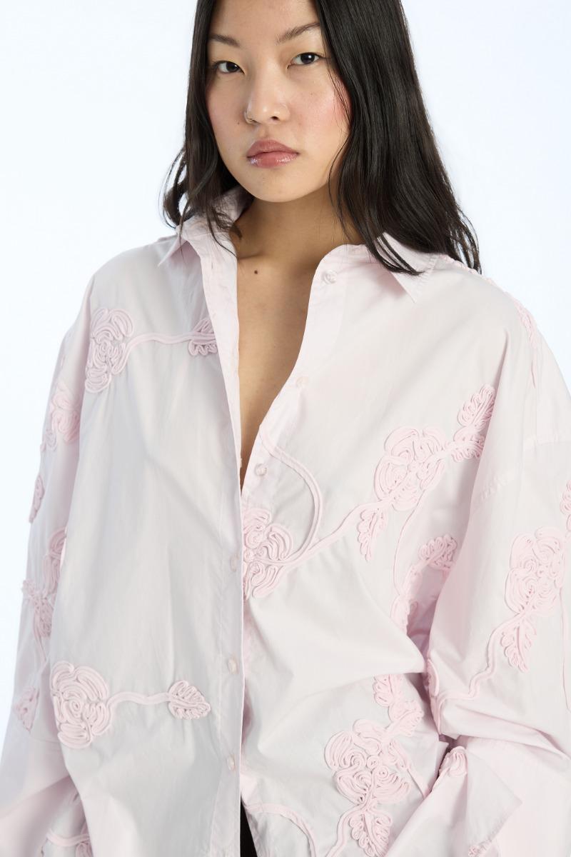 Rotate Birger Christensen Flower Oversized Shirt Light Pink
