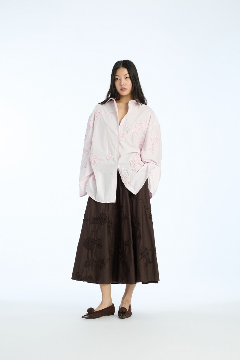 rotate birger christensen Flower Oversized Shirt Light Pink