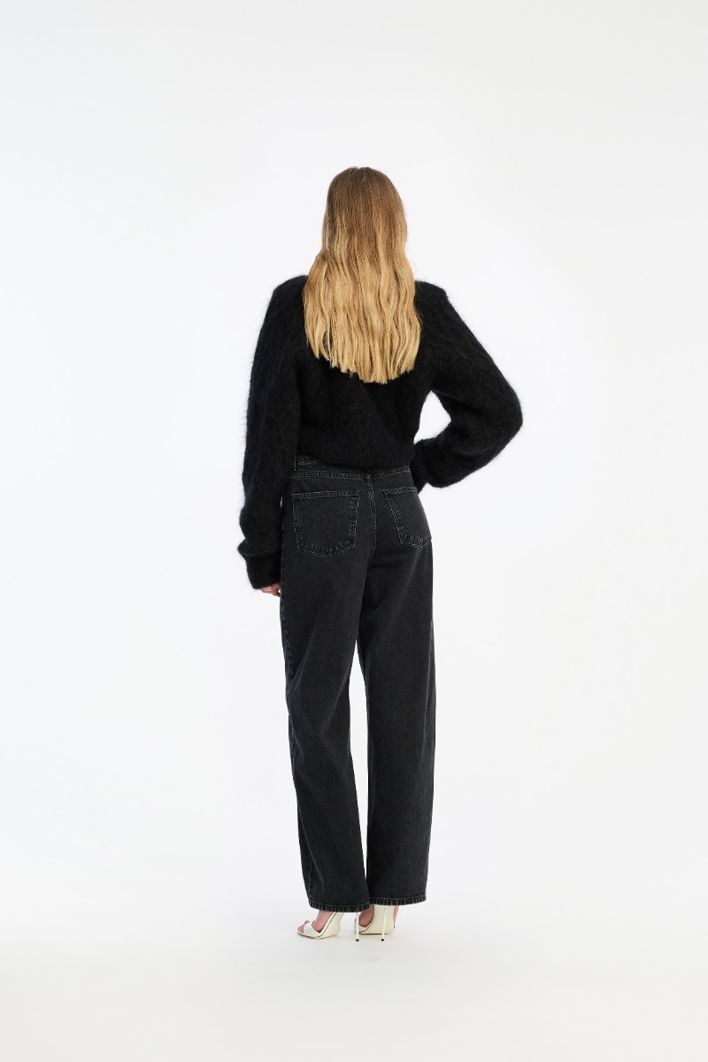 Rotate Birger Christensen Fluffy Knit Cardigan Black