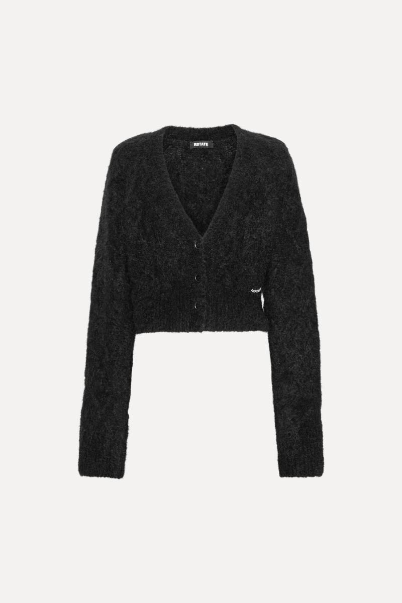 Rotate Birger Christensen Fluffy Knit Cardigan Black
