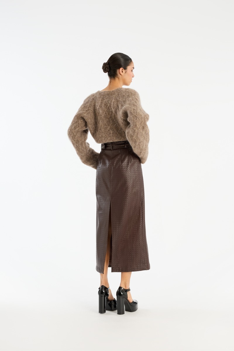 Rotate Birger Christensen Fluffy Knit Cardigan Brown