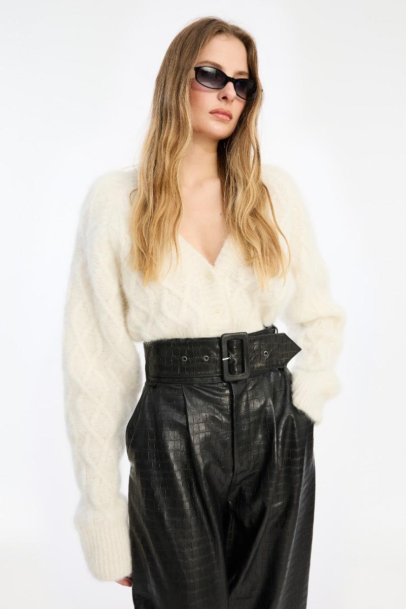 Rotate Birger Christensen Fluffy Knit Cardigan White