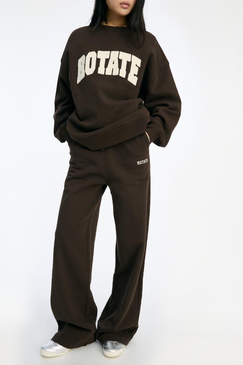 Rotate Birger Christensen Heavy Straight Sweatpants Dark Brown