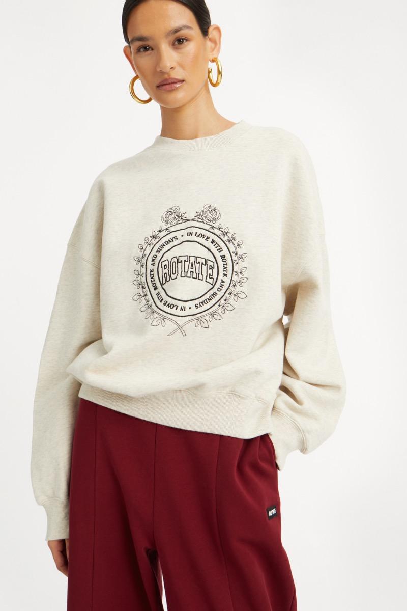 Rotate Birger Christensen Heavy Sweat Crewneck White Melange