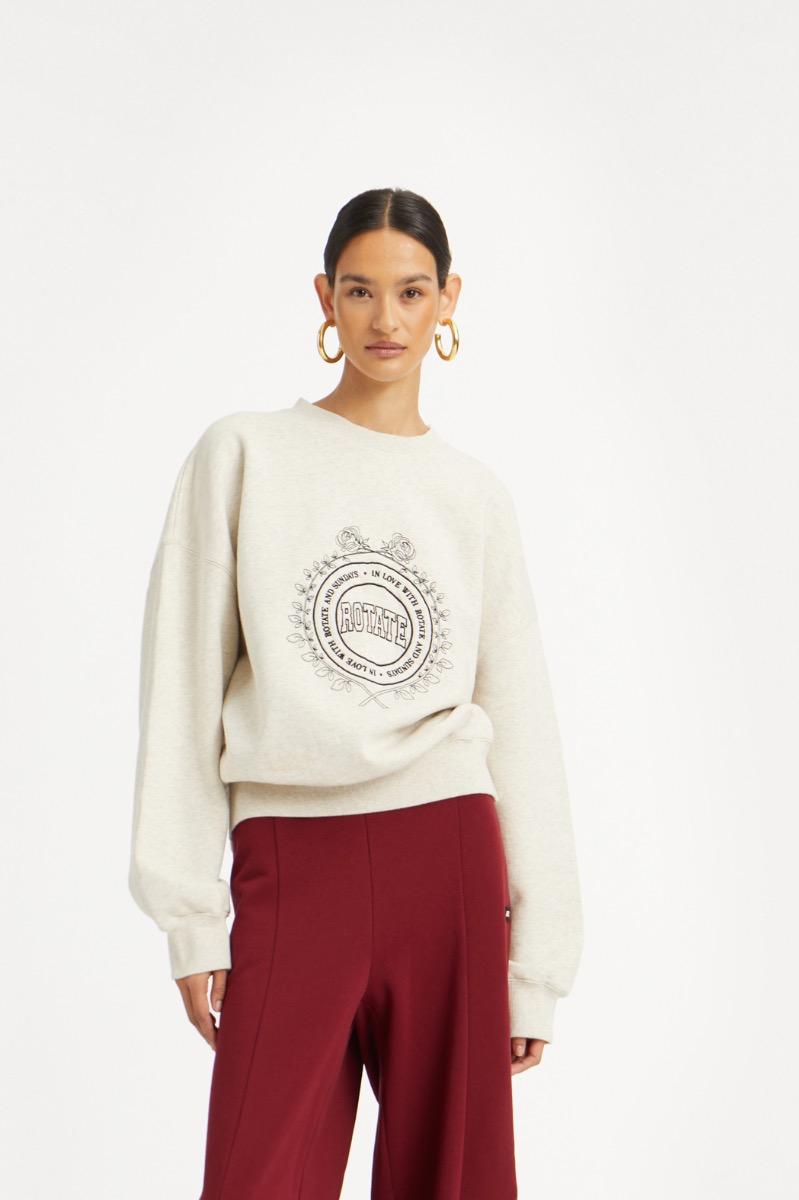 rotate birger christensen Heavy Sweat Crewneck White Melange