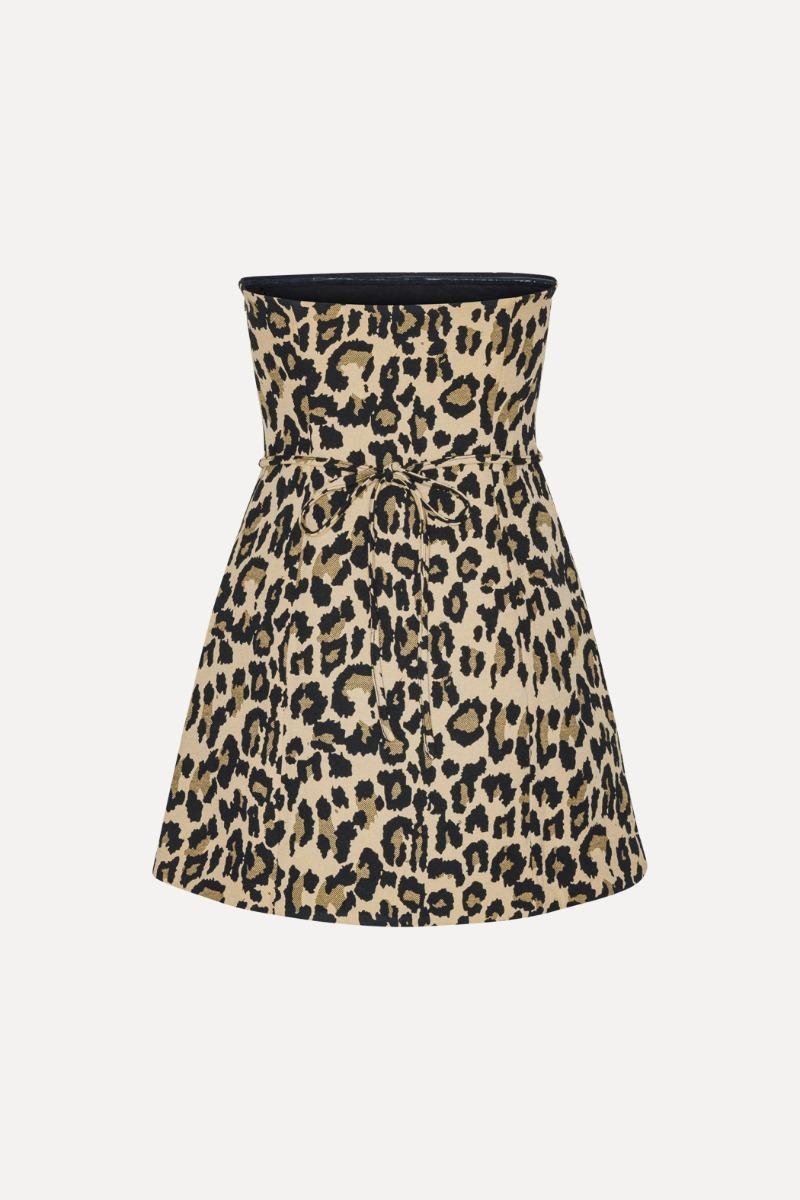 Rotate Birger Christensen Jacquard Long Top Leopard Print