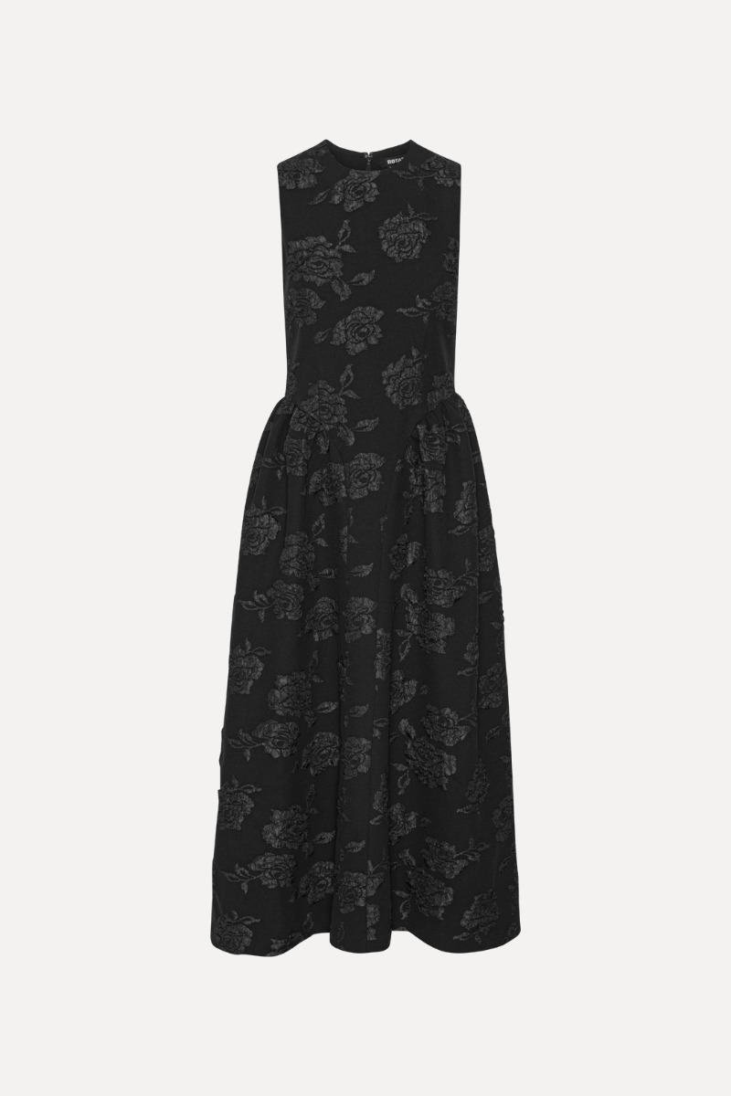 Rotate Birger Christensen Jacquard Midi Dress Black