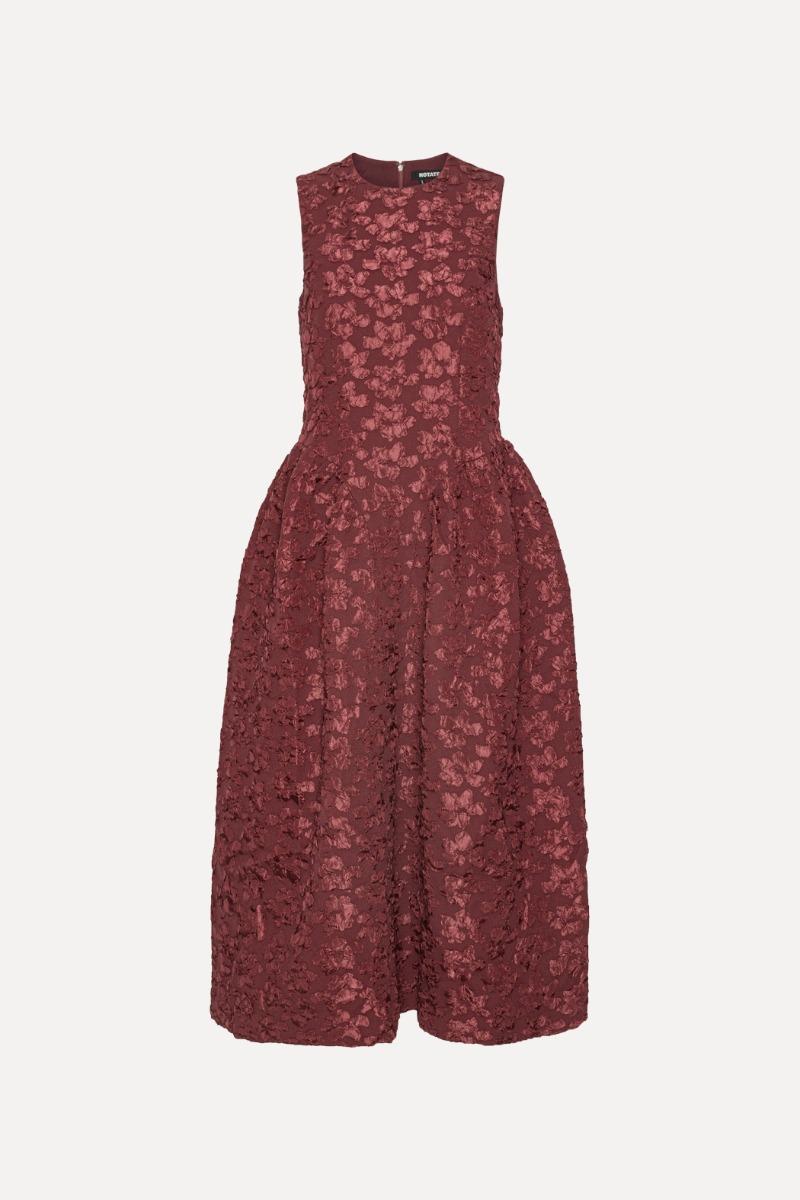 Rotate Birger Christensen Jacquard Midi Dress Burgundy