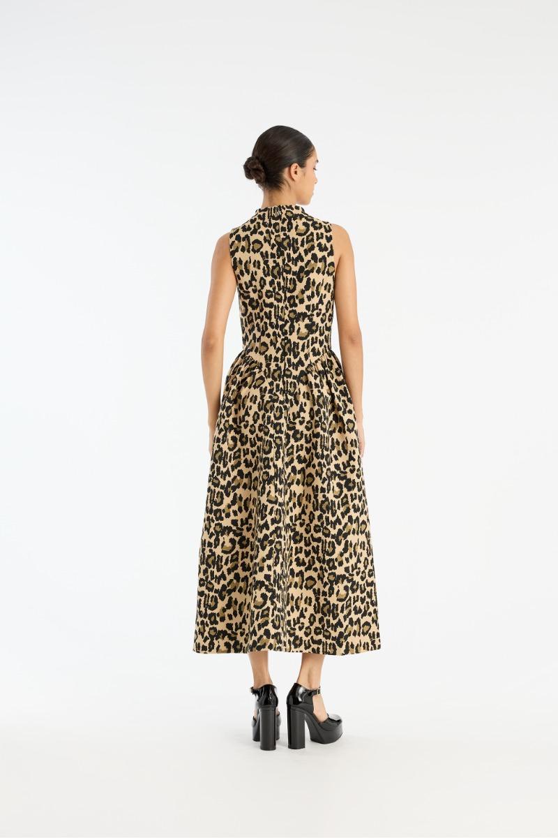 Rotate Birger Christensen Jacquard Midi Dress Leopard Print