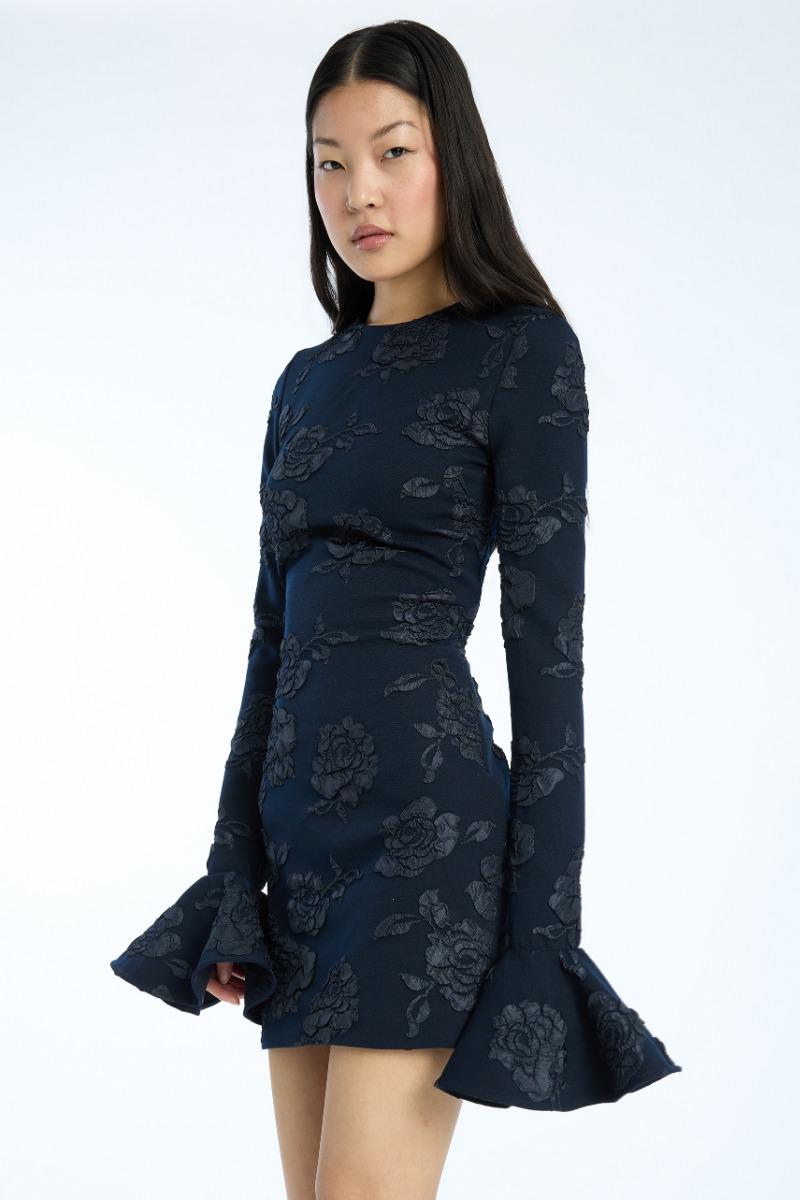 Rotate Birger Christensen Jacquard Mini Dress Dark Blue