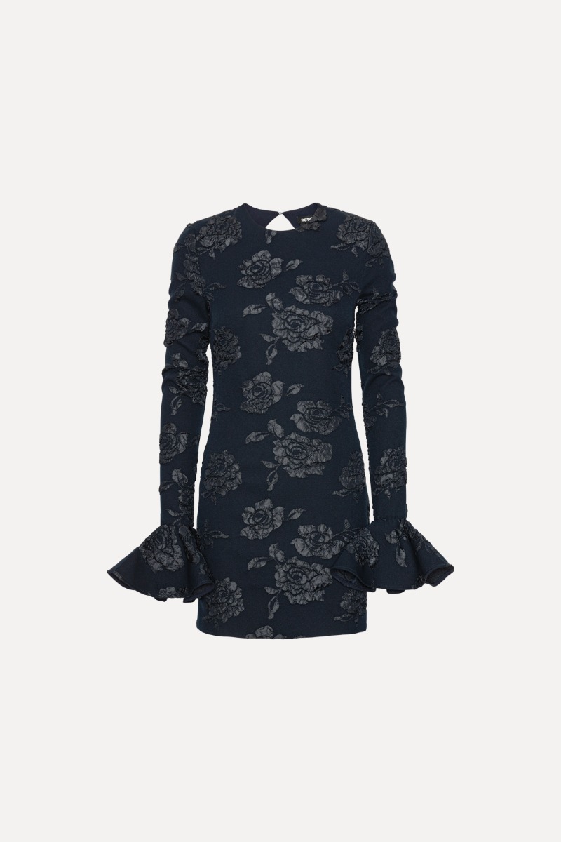 Rotate Birger Christensen Jacquard Mini Dress Dark Blue
