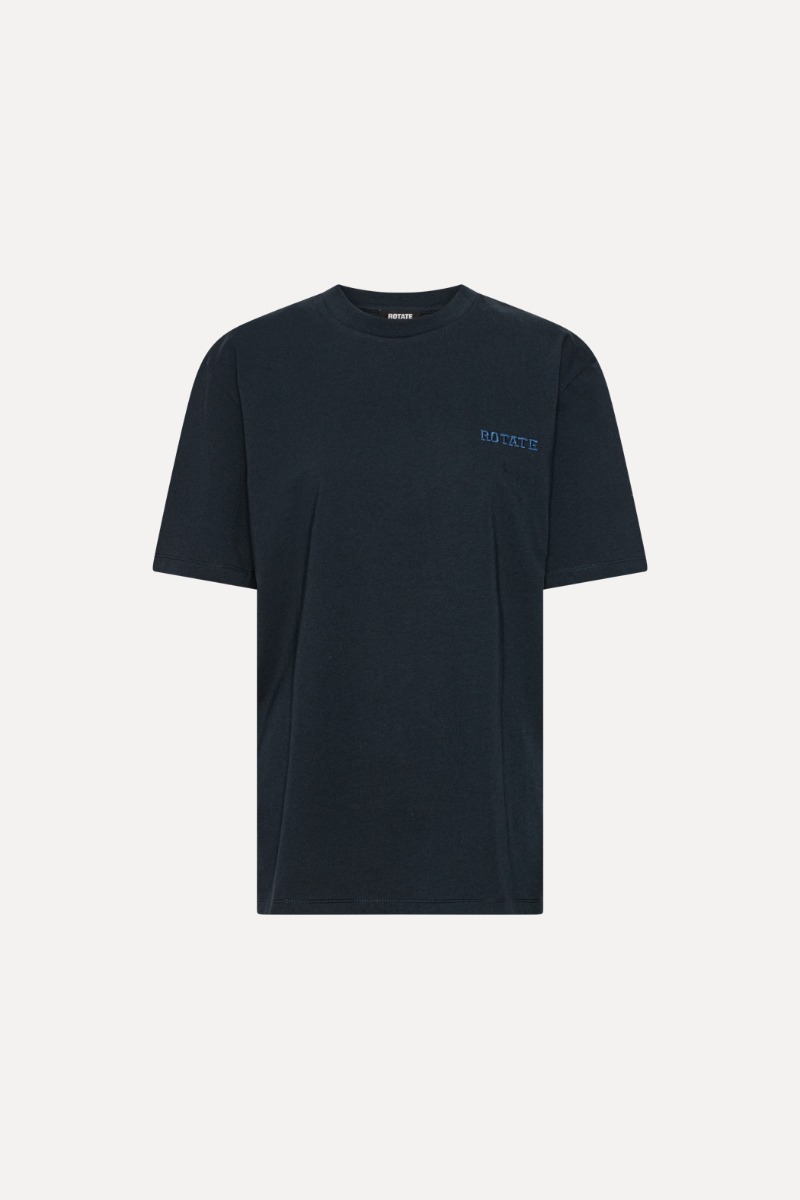 rotate birger christensen Jersey Oversized T-shirt Dark Blue