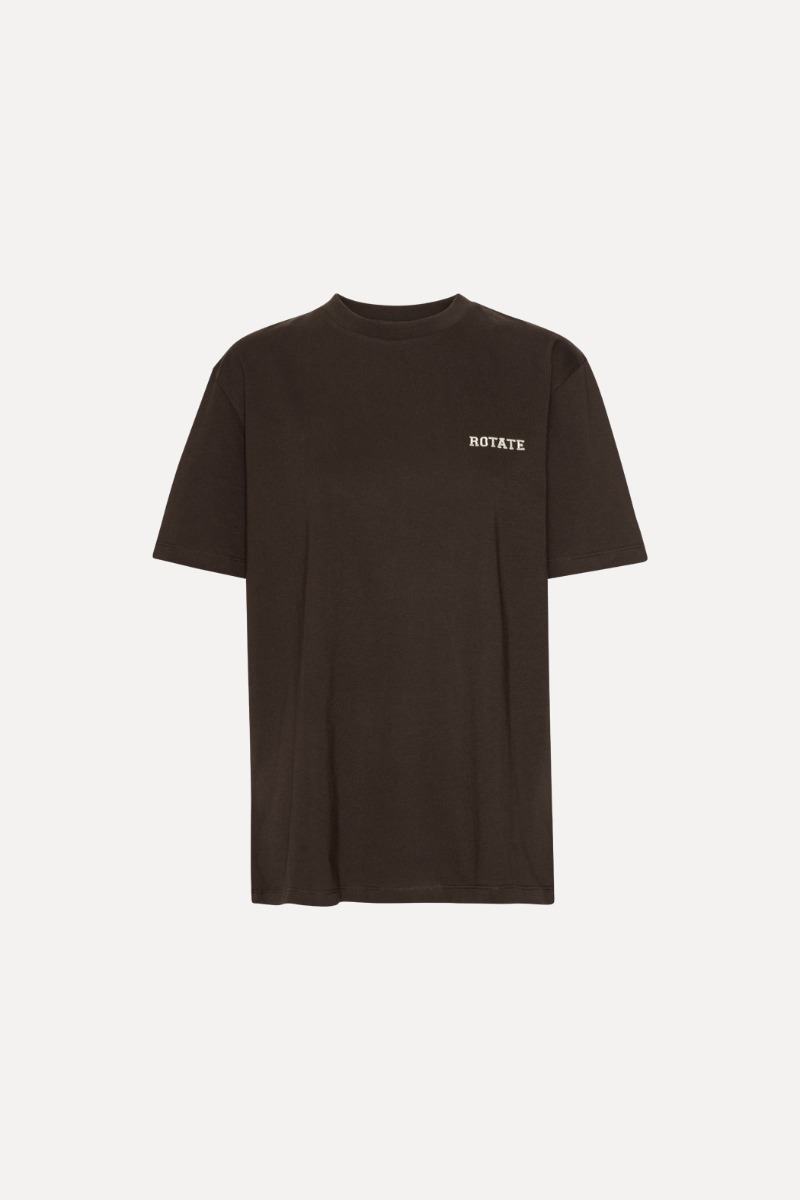Rotate Birger Christensen Jersey Oversized T-shirt Dark Brown