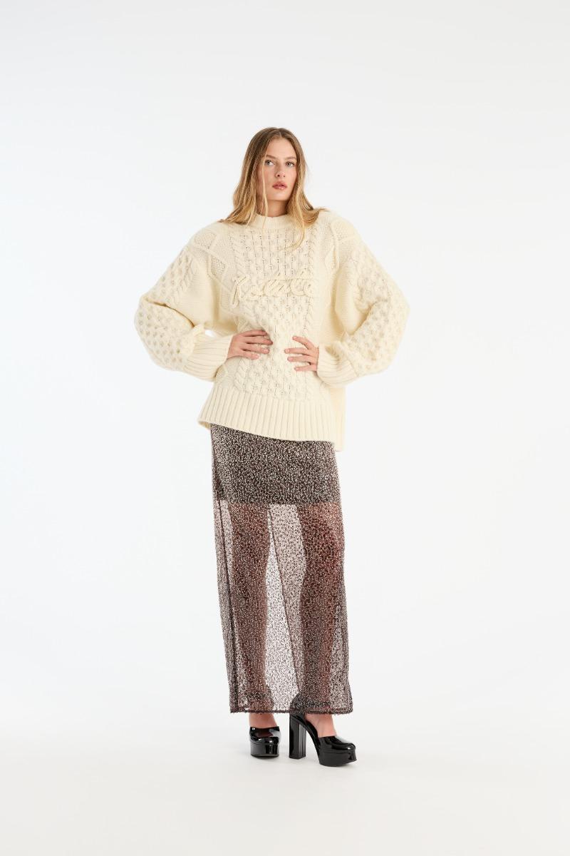 rotate birger christensen Knit Cable Crewneck White