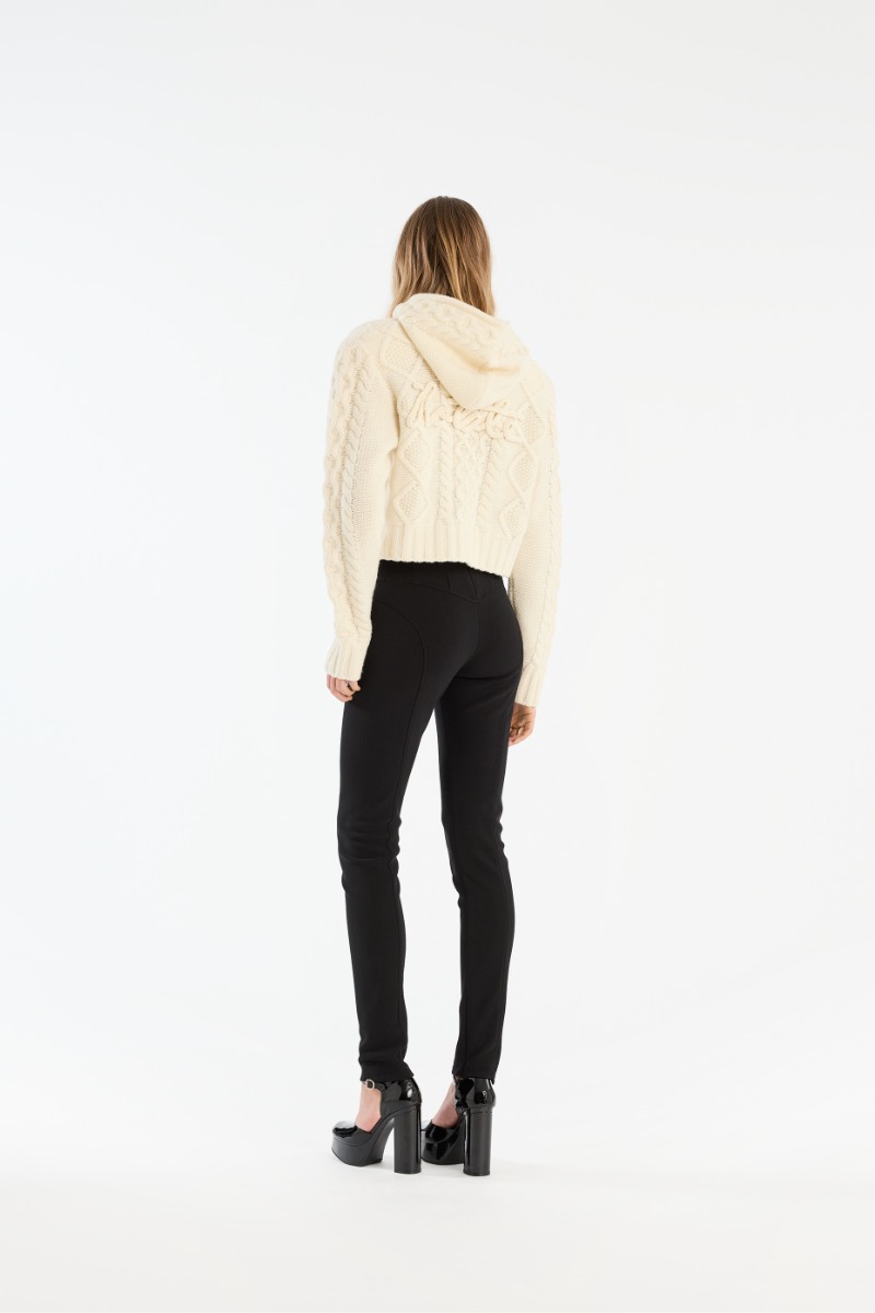 Rotate Birger Christensen Knit Cable Zip Cardigan White