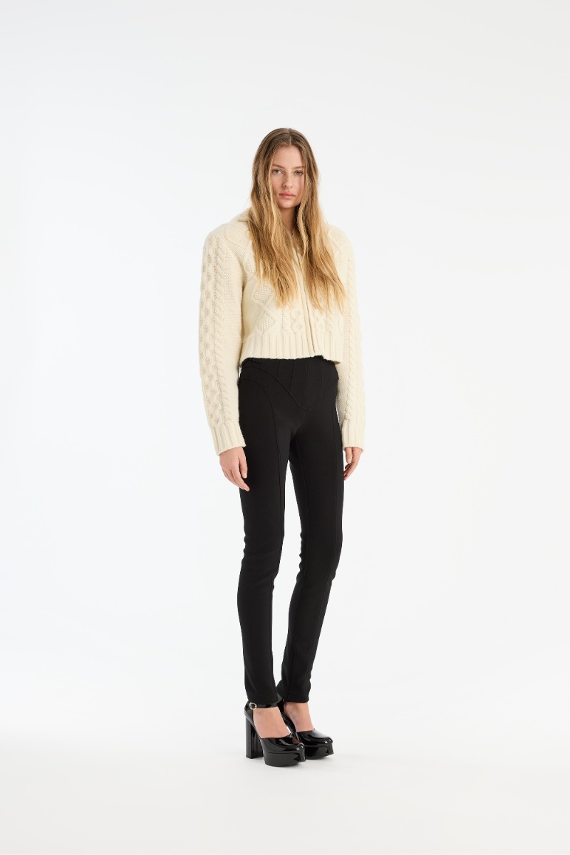 rotate birger christensen Knit Cable Zip Cardigan White