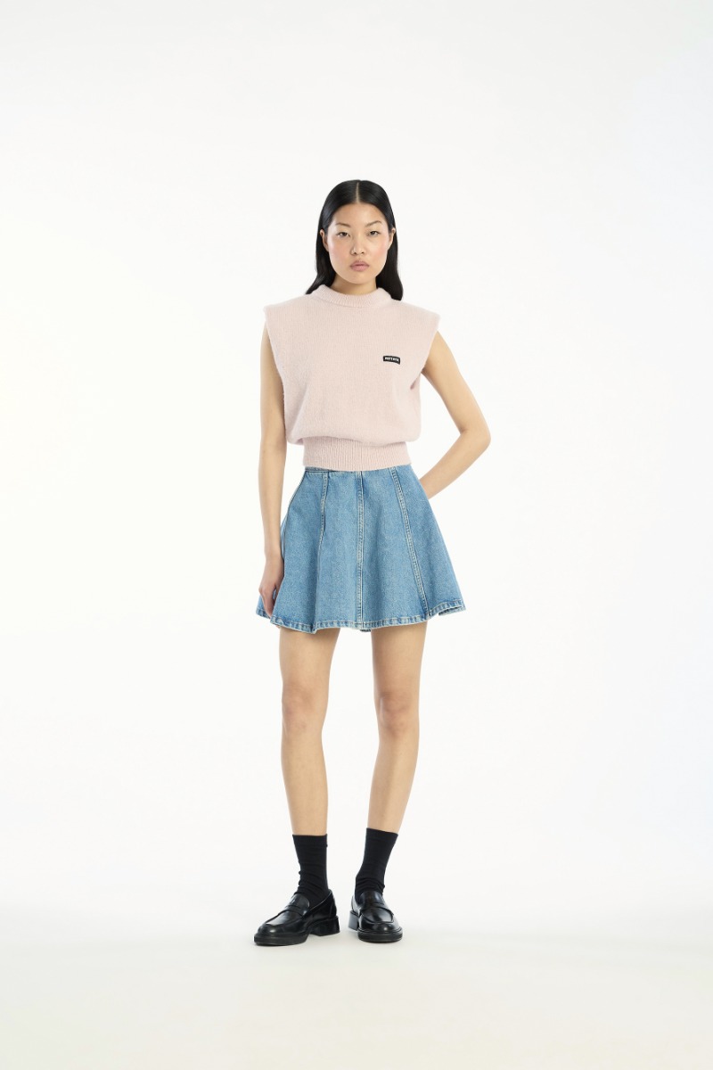 rotate birger christensen Knit Cropped Vest Light Pink