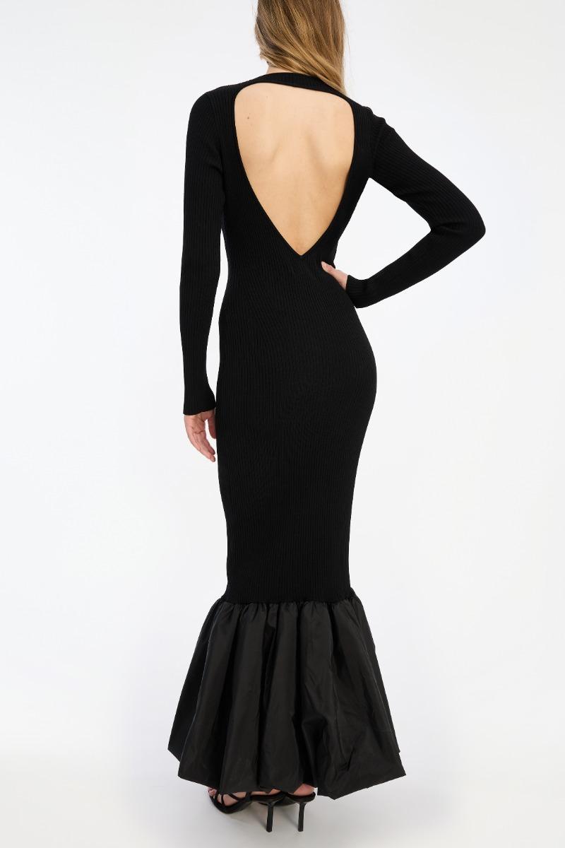 Rotate Birger Christensen Knit Maxi Cutout Dress Black