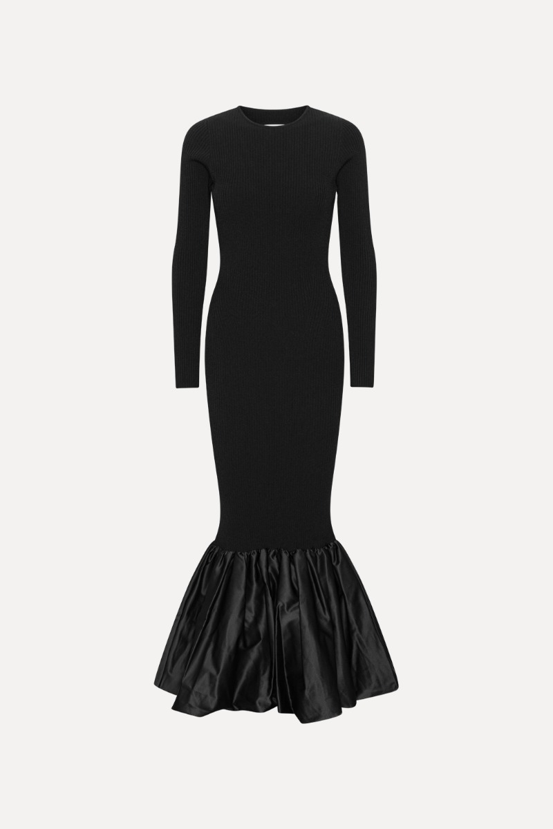 Rotate Birger Christensen Knit Maxi Cutout Dress Black