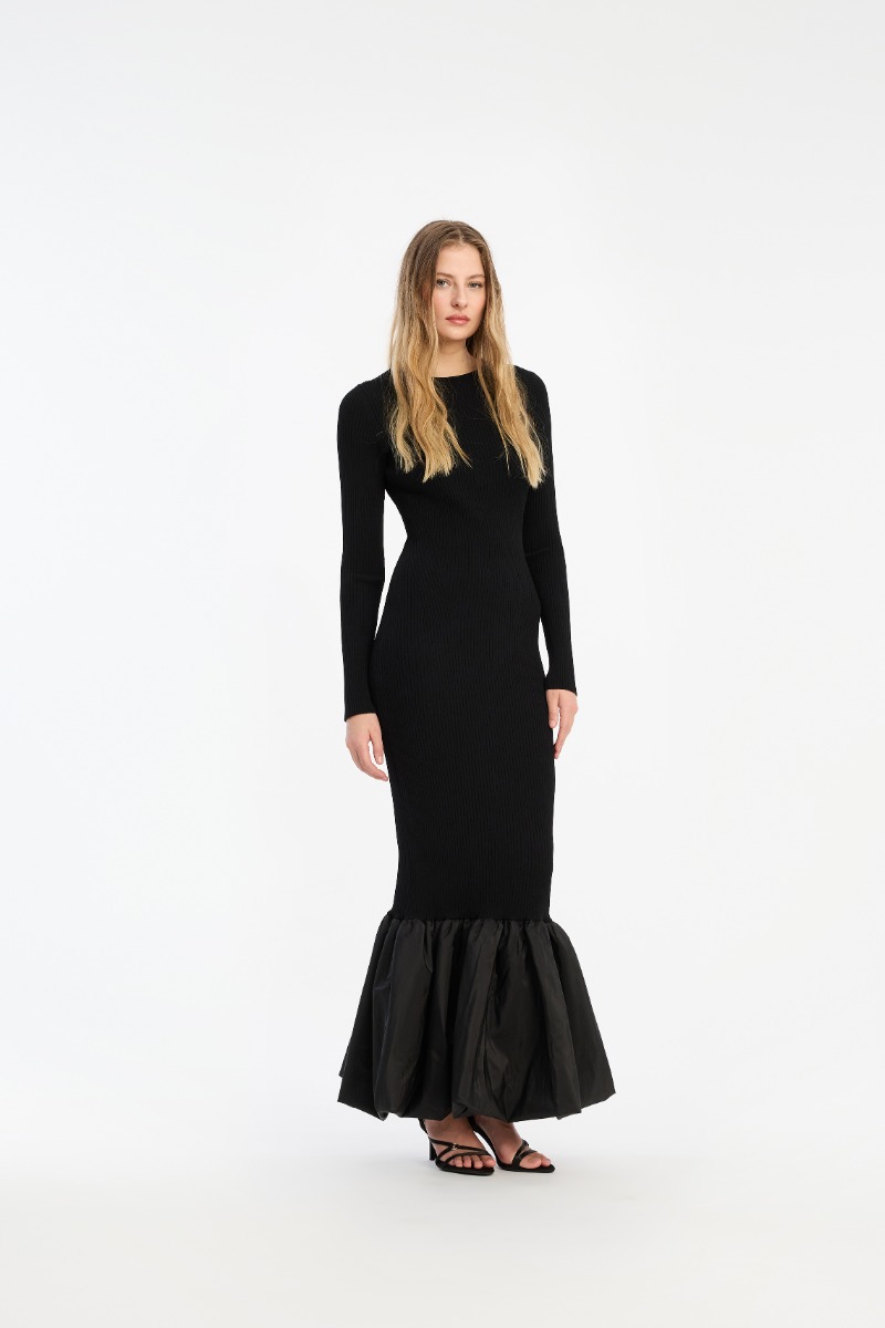 rotate birger christensen Knit Maxi Cutout Dress Black